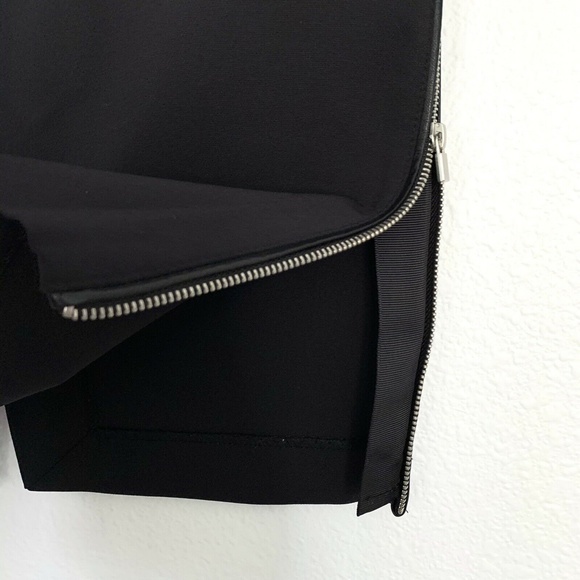 Zara Black Side Zip Leather Trim Pencil Skirt - Picture 7 of 10
